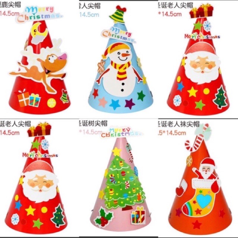 Mũ giấy Noel tự trang trí