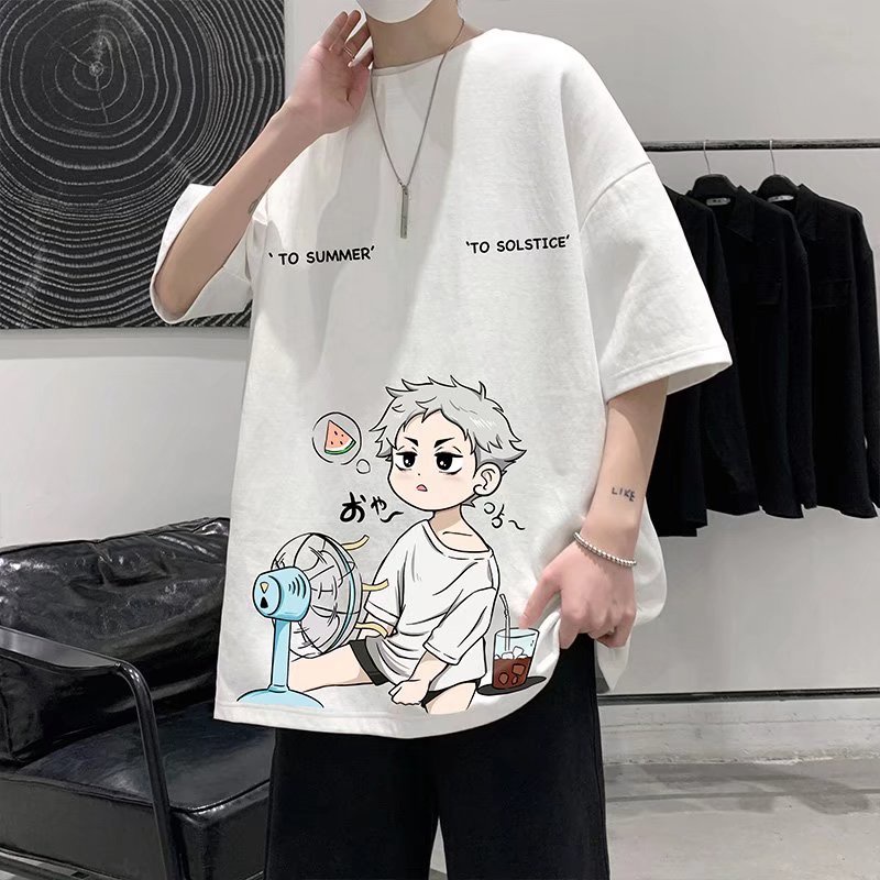 Áo Thun Tay Ngắn Dáng Rộng In Hình Anime Thời Trang Mùa Hè Cho Nam