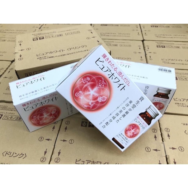 Nước uống trắng da Pure White Collagen Shiseido Fujicosmetic hộp 10 lọ