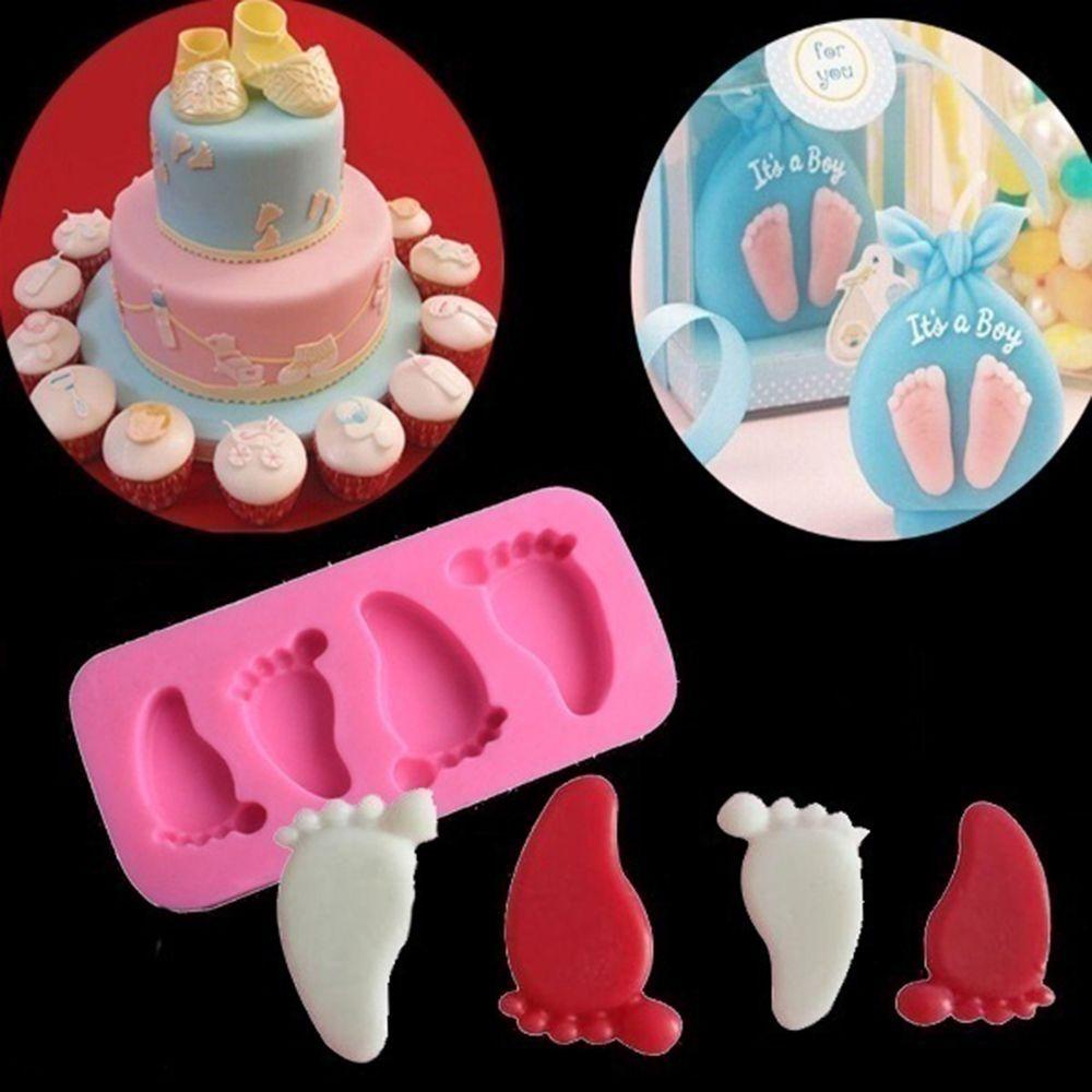 Khuôn Silicone Tạo Hình Bàn Chân Em Bé 3D Trang Trí Bánh