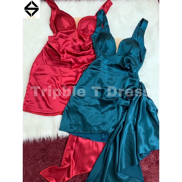 Đầm body phi lụa nhún bèo eo TRIPBLE T DRESS - free size