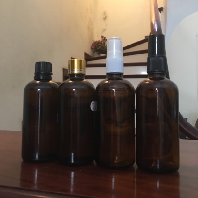 LỌ ĐỰNG TINH DẦU THUỶ TINH 100ML TUỲ CHỌN NÚT