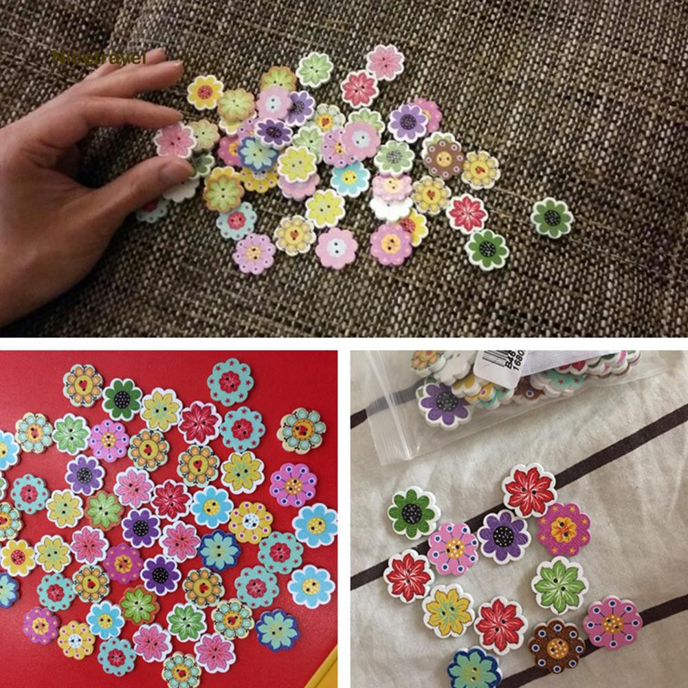 Phụ Kiện Trang Trí Xinh Xắn Chất Lượng✌Set 50 Nút Nhựa Hình Bông Hoa Xinh Xắn Dùng Làm Đồ Thủ Công