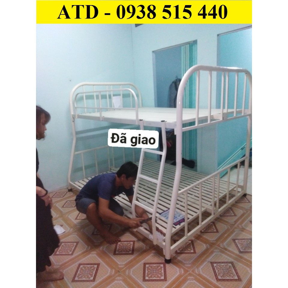 Giường tầng sắt ống tròn cao cấp trên 1m4 dưới 1m6 giá rẻ tại HCM