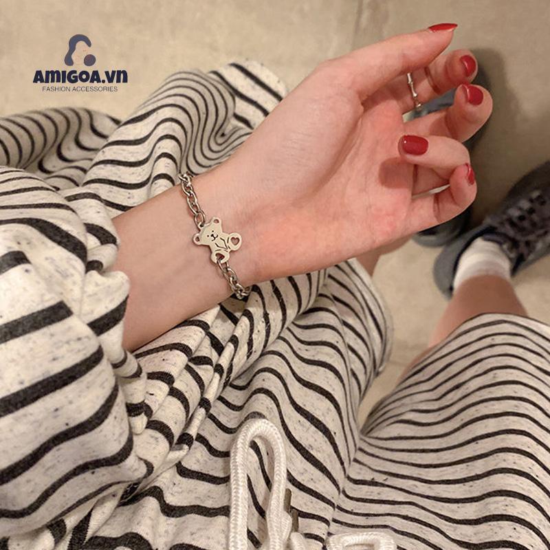 ✨✨Vòng Tay Mạ Bạc Mặt Hình Gấu Nhỏ Thời Trang Hàn Quốc Dành Cho Nữ