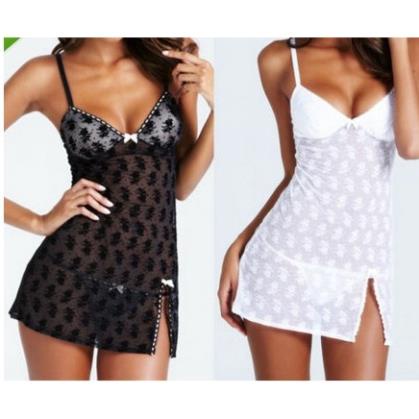 Đầm ngủ lưới thun kết hoa quyến rũ sang trọng - 834