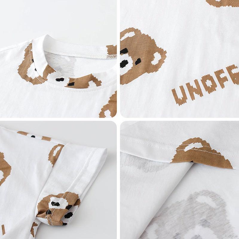 Đầm suông tay ngắn họa tiết hoạt hình phong cách Hàn Quốc thời trang mùa hè cho bé gái