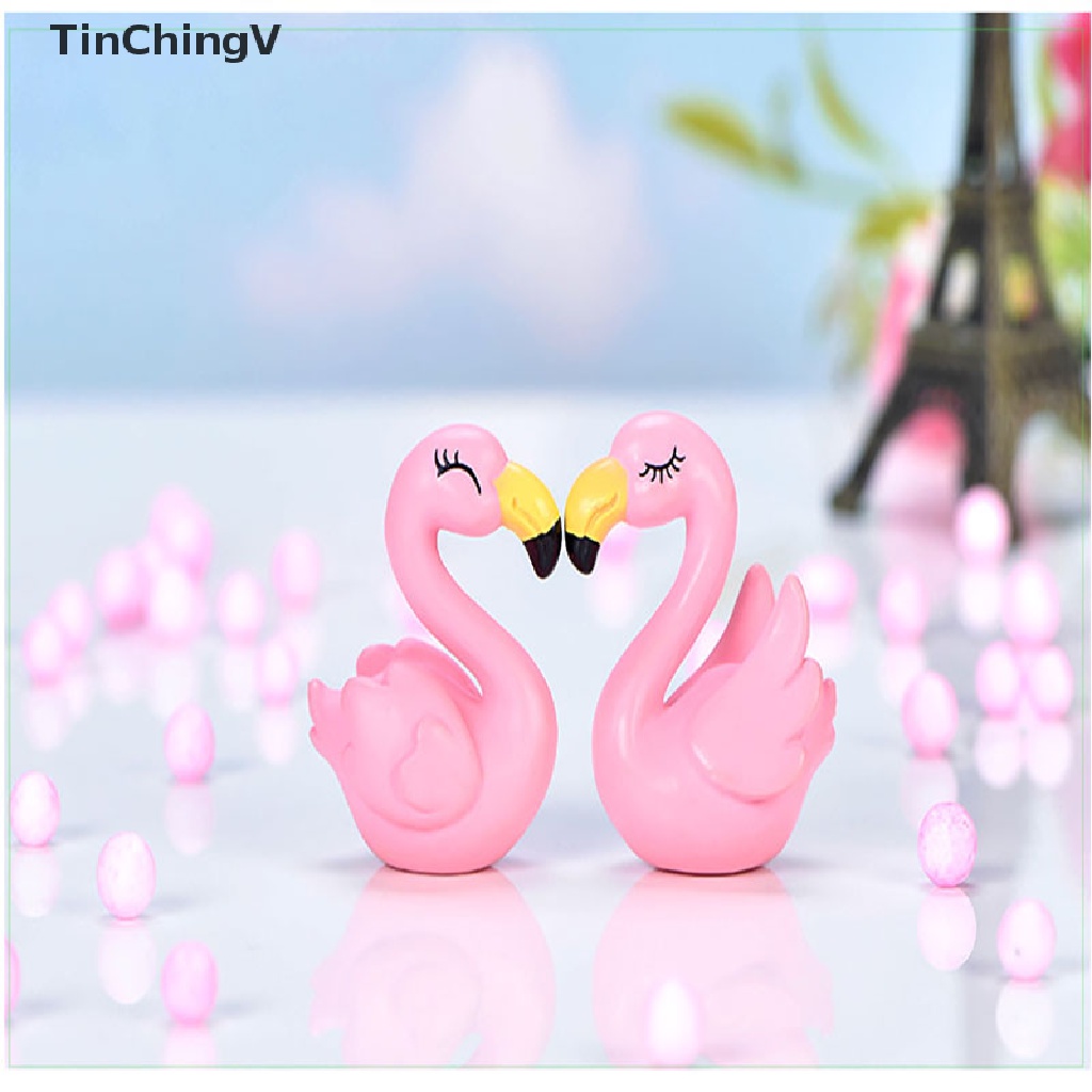 1 Cặp Tượng Chim Hồng Hạc Mini Bằng Nhựa Resin Trang Trí Chậu Cây Bonsai