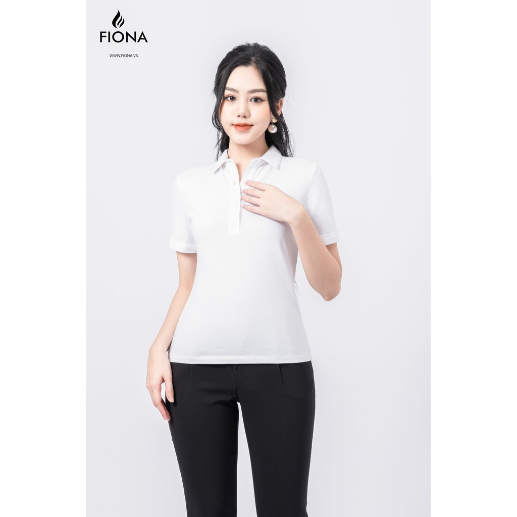 Áo thun nữ, bổ trụ mở khuy thân trước cửa tay lơ vê - F521183 [FIONA]