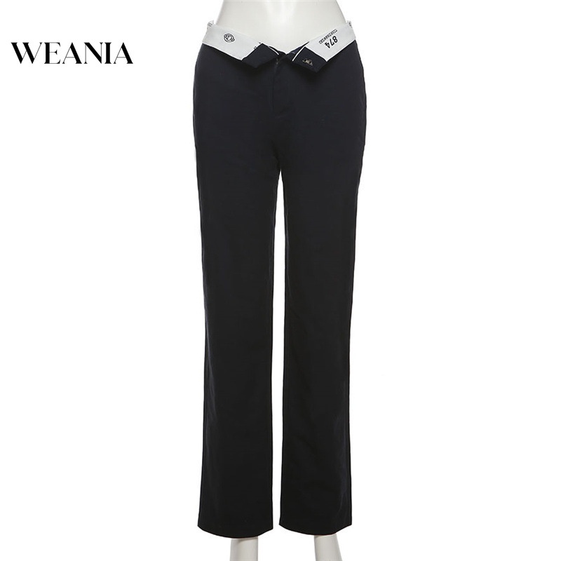 Quần Dài Lưng Thấp Dáng Rộng Màu Sắc Đơn Giản Quyến Rũ Cho Nữ