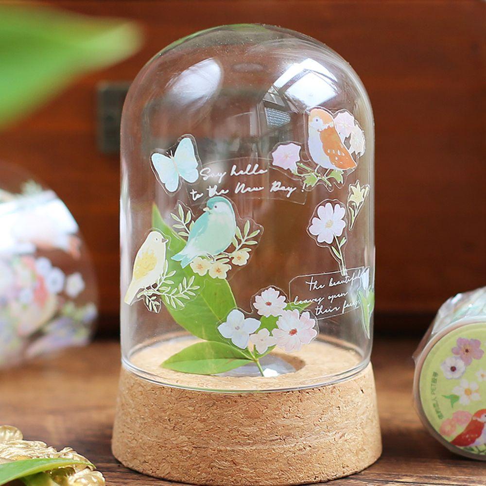 SHOUKEY Cuộn Băng Keo Dán Trang Trí Nhật Ký Tự Dính Họa Tiết Hoa Và Chim Dễ Thương