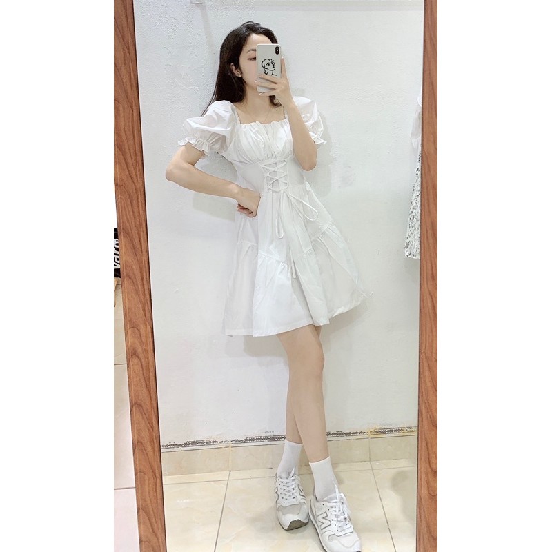 váy trắng dây siết eo | BigBuy360 - bigbuy360.vn