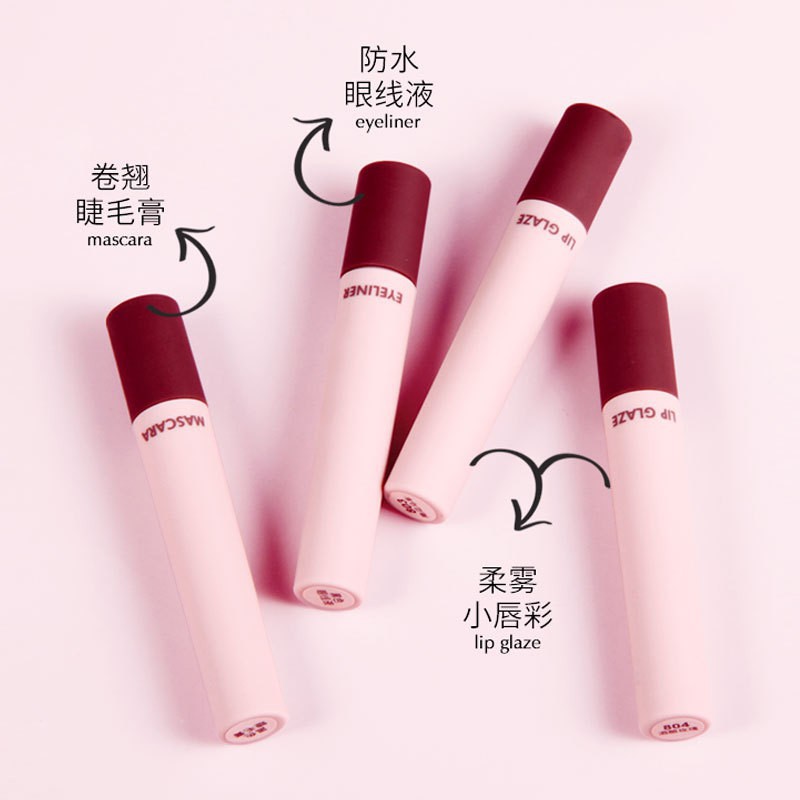 Set trang điểm mắt môi Pro Light Heng Fang Beauty 4 món 1 Macara 1 kẻ mắt 2 son lì màu chuẩn đẹp