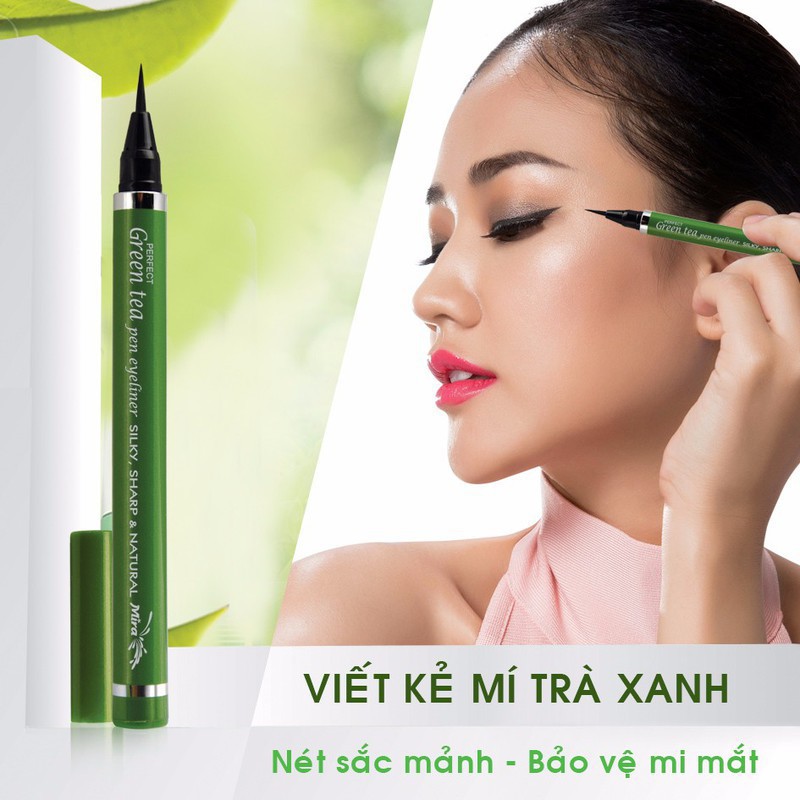 Bút kẻ mắt trà xanh không lem trôi Mira Green Tea Waterproof Pen Eyeliner Hàn Quốc