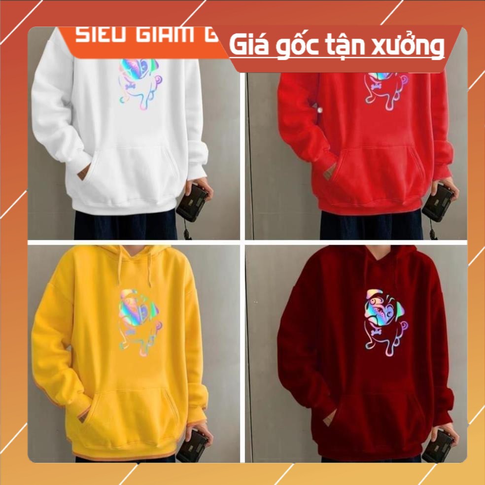 - Áo khoác hoodie phản quang , Áo nỉ Chó Pug dày 2 lớp êm ái, Freesize Unisex cho nam và nữ - KN29 .
