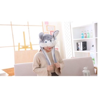 (Có sẵn, ảnh thật) Mũ sói điều khiển tai, mũ chó husky vểnh tai
