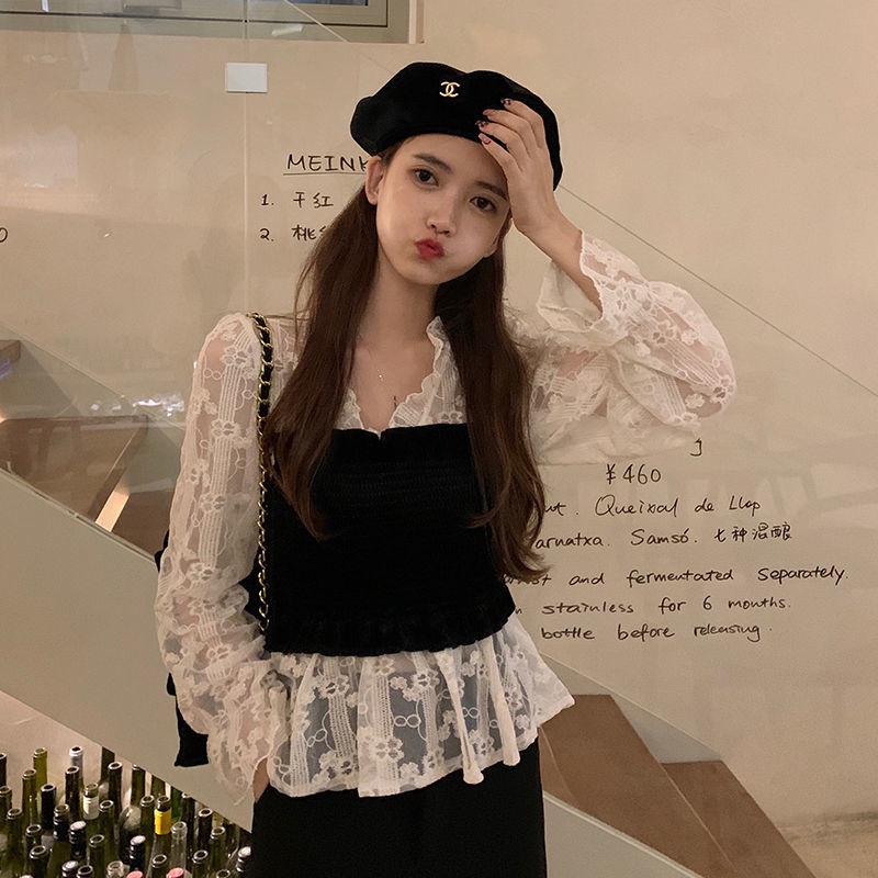 Áo Khoác Nữ Tay Dài Cổ Chữ V Viền Ren Thời Trang Mới