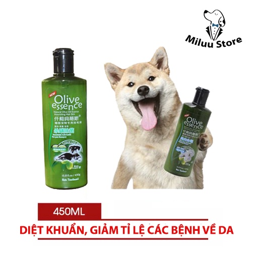 Sữa tắm chó mèo Olive Essence cao cấp, chiết xuất từ thảo dược tự nhiên 450ml [ HÀNG LOẠI 1 ]