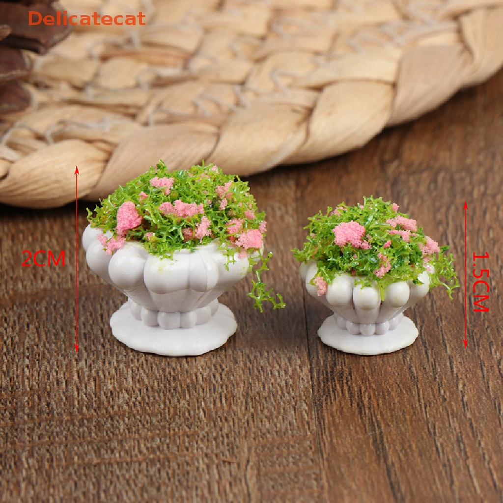 2 Chậu Hoa Mini Xinh Xắn Cho Nhà Búp Bê Tỉ Lệ 1: 12