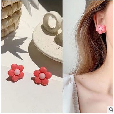 Khuyên tai nữ hình bông hoa kiểu dáng đáng yêu phong cách Hàn Quốc
