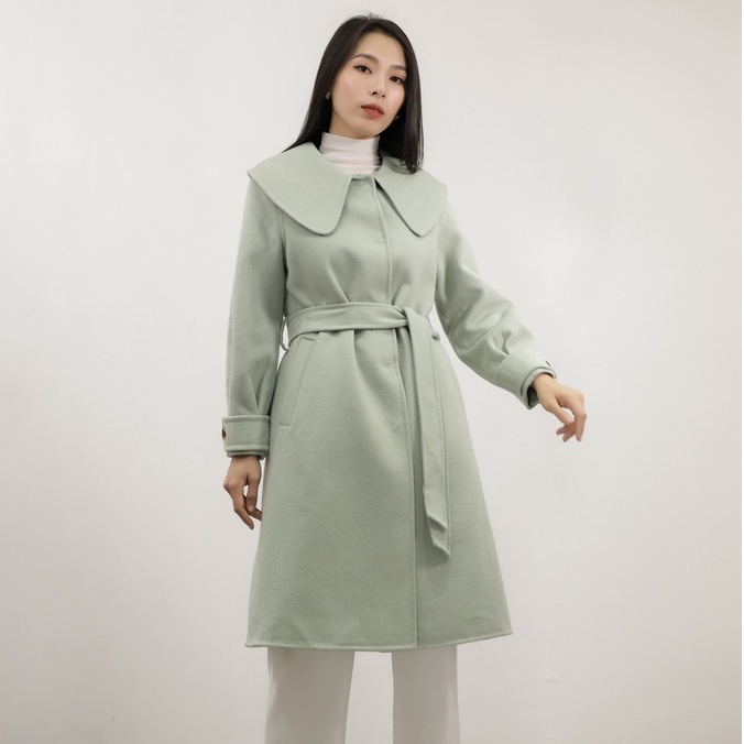 Áo khoác dạ Cashmere Emspo cổ sen dáng dài AKL0293