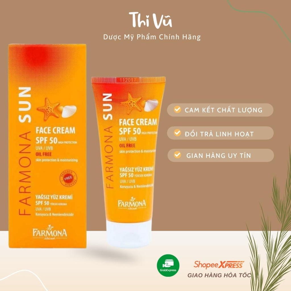 Kem chống nắng Farmona Sun Face Cream Oil Free Spf50 cho da dầu mụn giảm bóng nhờn - Thi Vũ