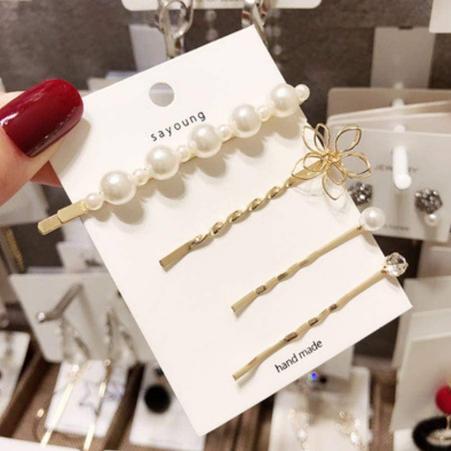 Set Kẹp Tóc Đính Hạt Hàn Quốc Hot Trend 2019