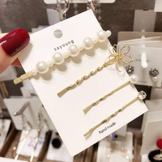 Set kẹp tóc đính hạt hàn quốc hot trend 2019
