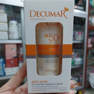Kem chống nắng kiểm soát nhờn decumar 50g, đặc biệt tốt cho da mụn