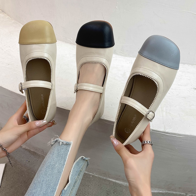 French Colorful Small Wind Flat Shoes Female 2021 New Marily Haima Leather Shoes Peas Shoes Muller Shoes Female