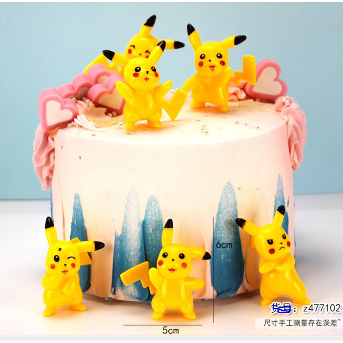 Bộ 6 Pikachu trang trí bánh sinh nhật- trang trí bánh sinh nhật