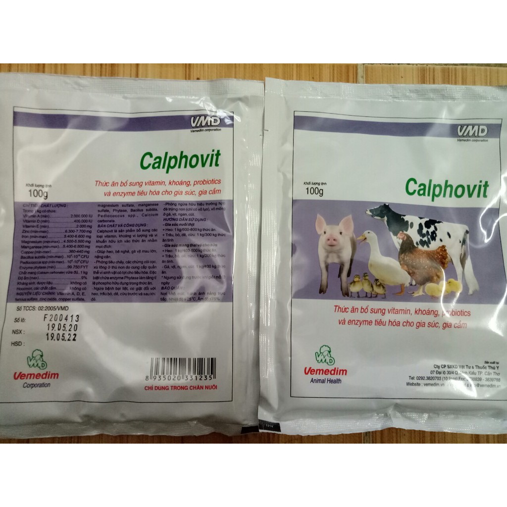 THỨC ĂN BỔ SUNG VITAMIN, KHOÁNG Calphovit CHO CHIM,VẸT,BÒ,HEO GÀ VỊT