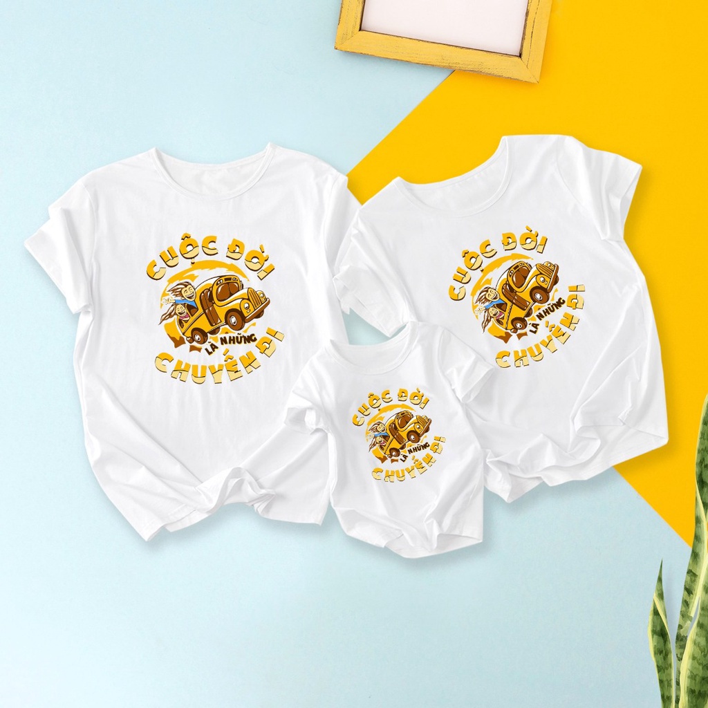 Áo gia đình Familylove - Mẫu Áo gia đình Cuộc đời là những chuyến đi
