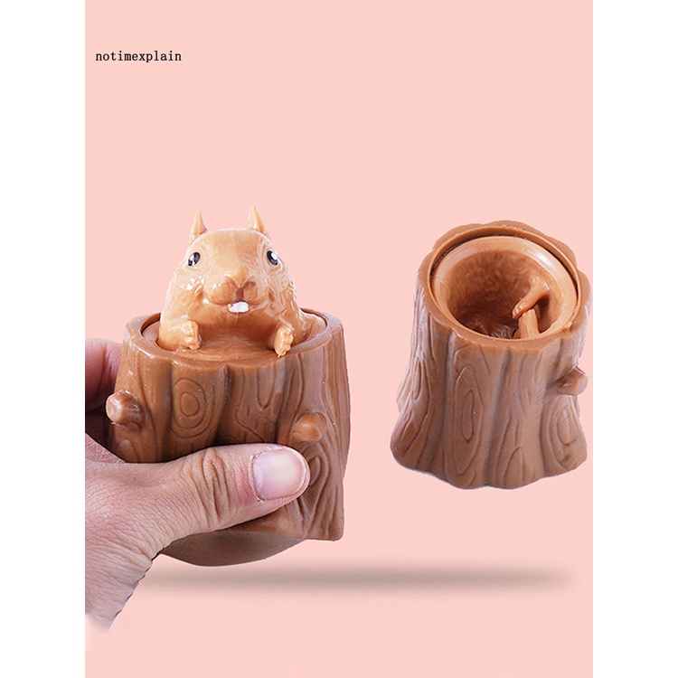 Đồ chơi bóp nén thiết kế hình khúc cây và con sóc vui nhộn bằng silicone