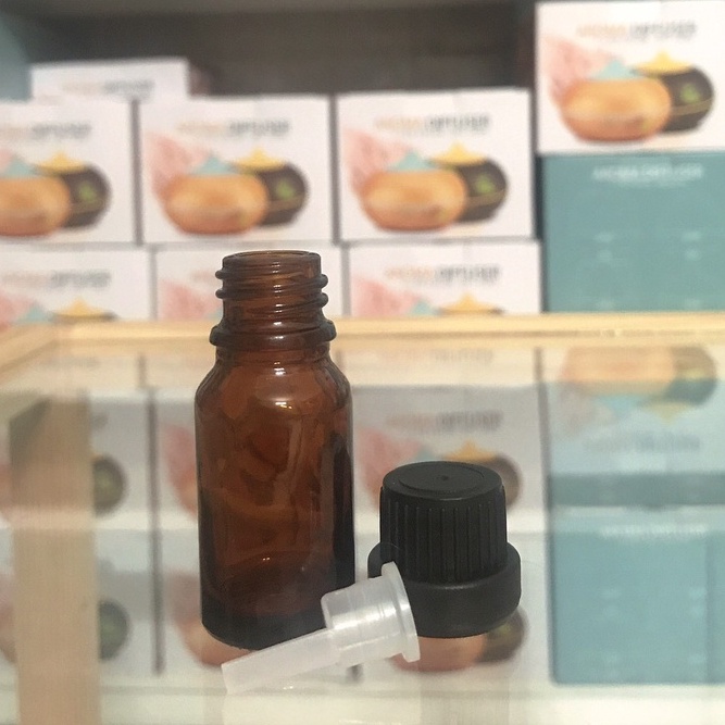 Chai lọ tinh dầu thủy tinh 10ml/100ml Thủy Mộc Việt - nắp đen nhỏ giọt chai màu nâu nắp dầy