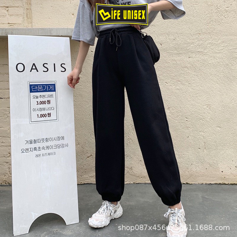 Quần jogger ống rộng nam nữ trơn BASIC quần nỉ DA CÁ ống bom bo chun ulzzang LIFE UNISEX
