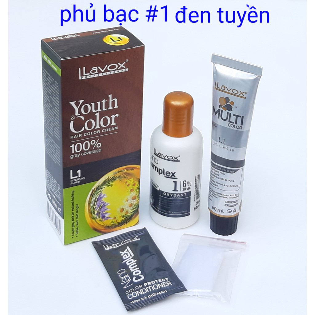 nhuộm phủ bạc Lavox 60ml x2 tự nhiên 100% màu thảo mộc cao cấp cover gray hair for natural herbs | BigBuy360 - bigbuy360.vn