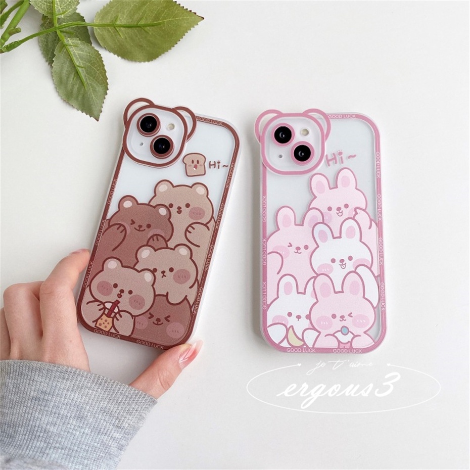 Ốp Điện Thoại Mềm Họa Tiết Gấu / Thỏ Đáng Yêu Cho iPhone 14 13 12 11 Pro Max SE2020 X XR Xs Max 7 8 6 6s Plus