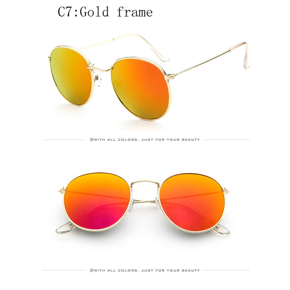 Kính mát gọng tròn tráng gương thời trang cho nữ