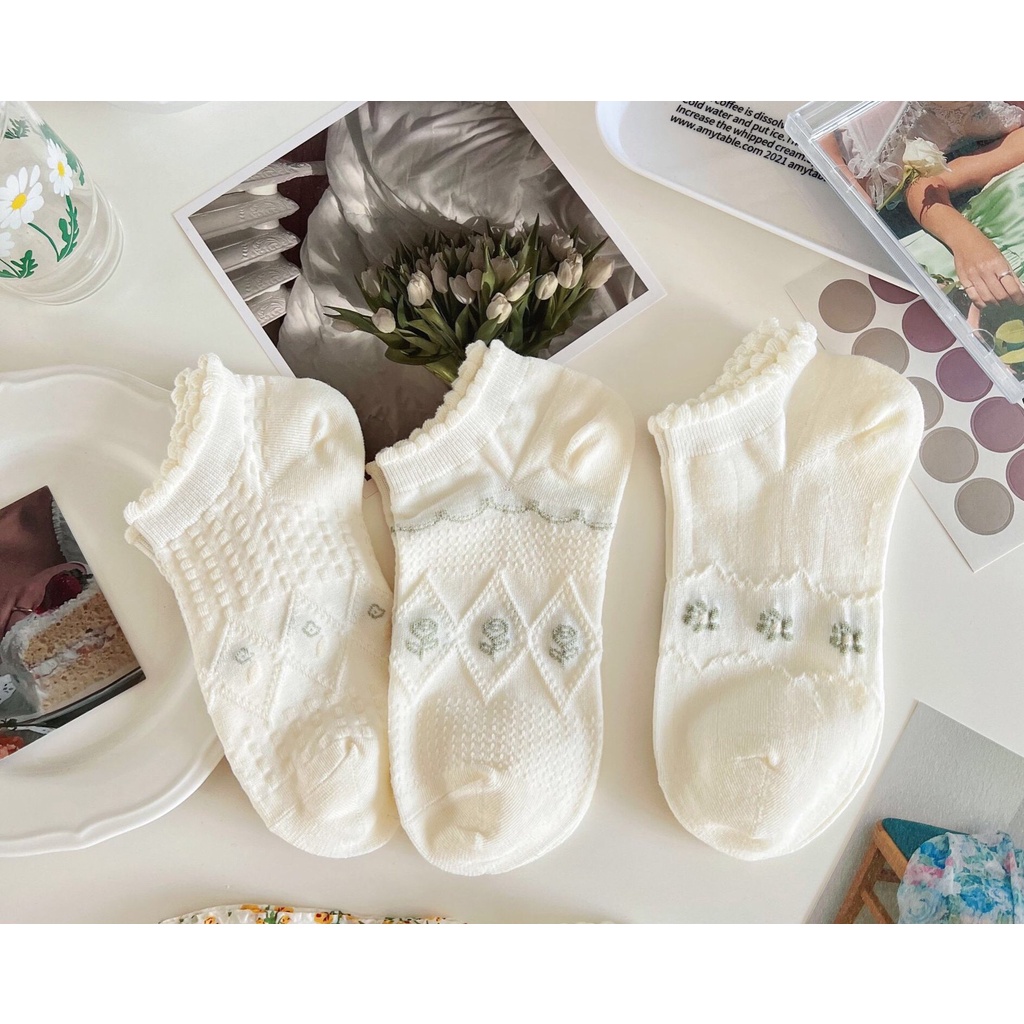 Vớ tất cổ ngắn mẫu bánh bèo ulizang thời trang nữ dành riêng cho nữ chất cotton kháng khuẩn style hàn quốc VN023
