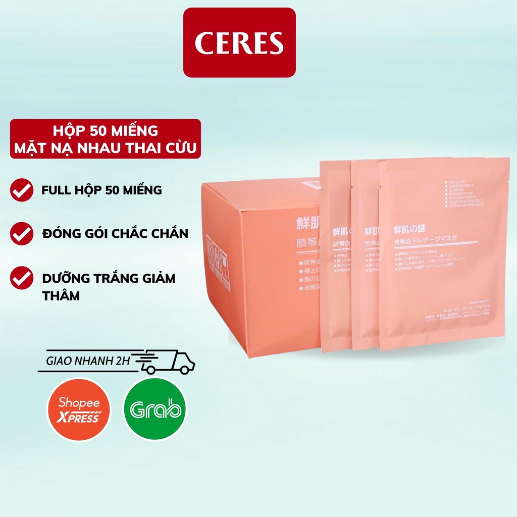 Mặt Nạ Nhau Thai Cừu Nhật Bản Hộp 50 Miếng - Mask Giấy Rwine Dưỡng Da Dưỡng Ẩm 40ml