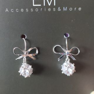 [Hana Gift] Bông tai nơ dài đính đá tròn cực xinh giá rẻ
