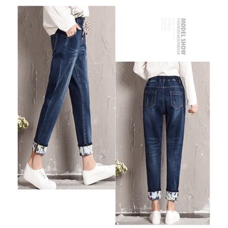 quần jean baggy big size màu xanh đậm lai lật size 70-110kg