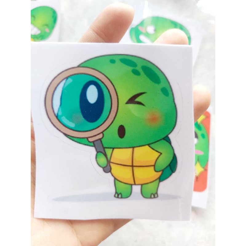 Tem Decal Rùa Cute Dán Xe, Nón Giá Rẻ