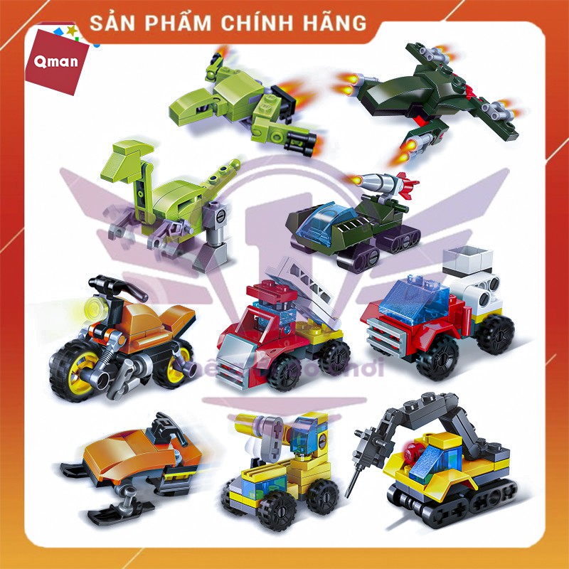 Combo 10 hộp đồ chơi xếp hình lego thương hiệu QMAN – Xe các loại