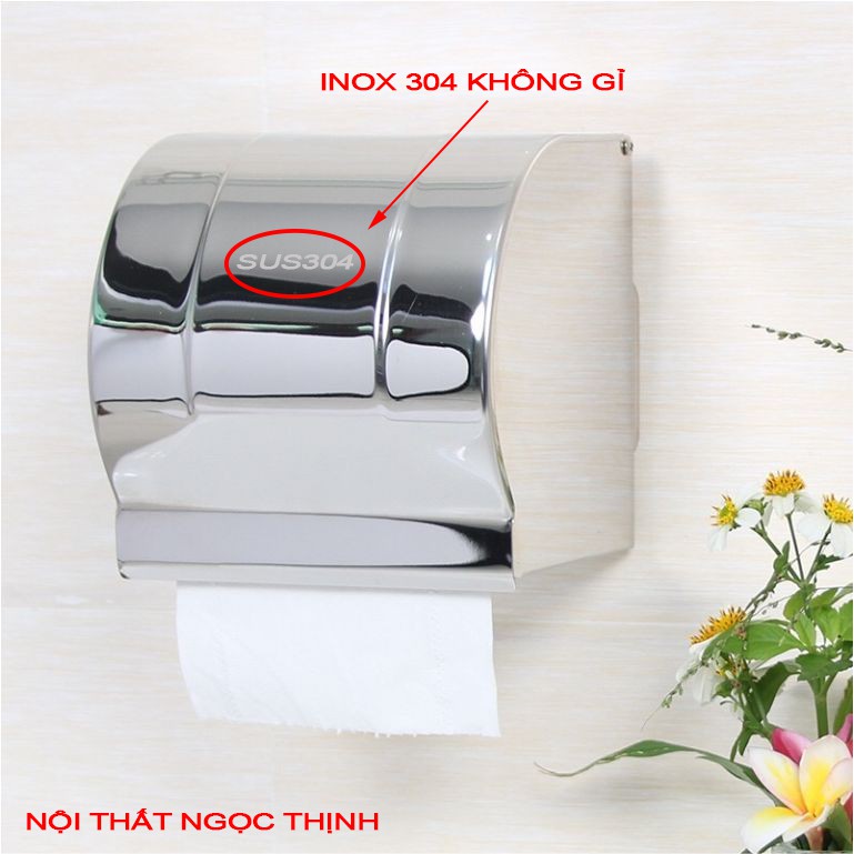 [GIÁ SỐC] Hộp đựng giấy loại nắp kín inox304 SHG-06 bề mặt inox đánh bóng sáng đẹp