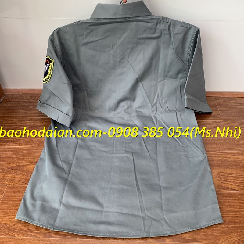 Áo vệ sĩ tay ngắn màu xám sang trọng- Vải kaki thấm hút mồ hôi- Hình thật