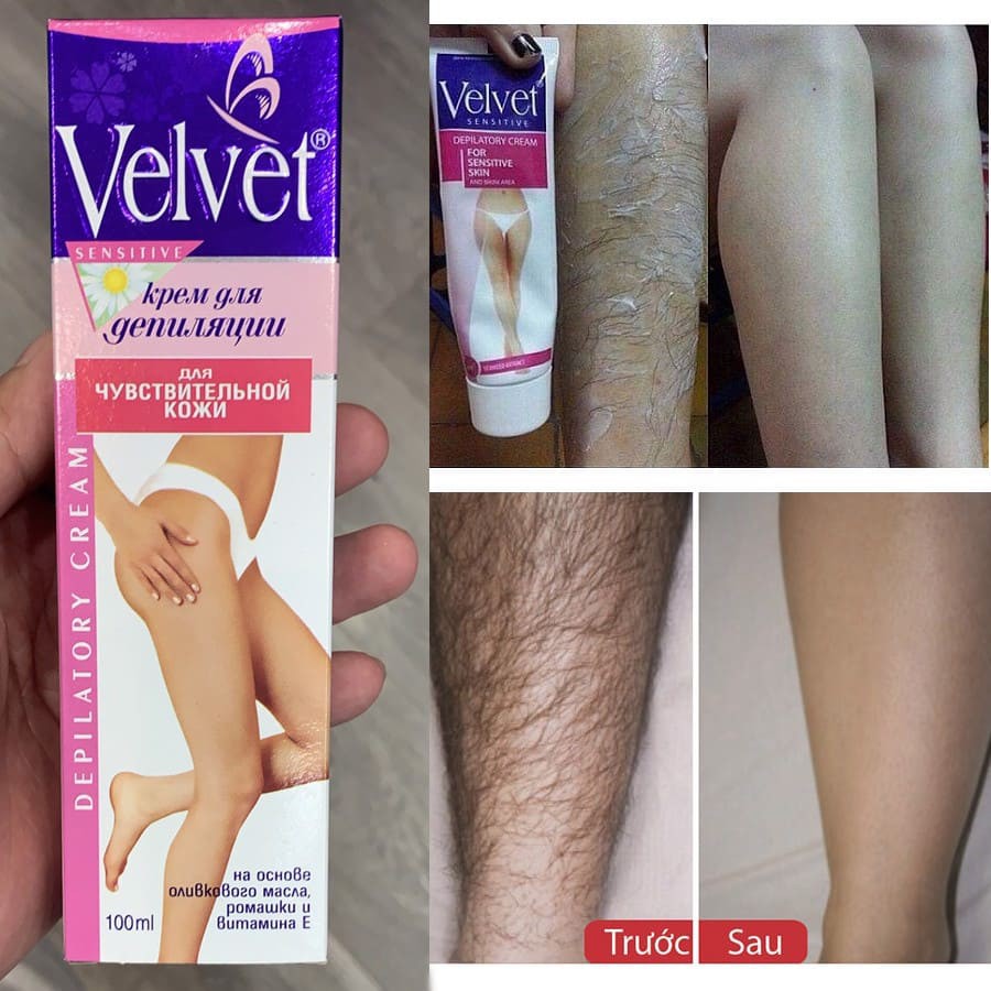 Kem tẩy lông Velvet nga tẩy lông vùng kín nách tay chân 100ml TẶNG xà phòng nghệ cam Thái