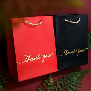 Túi giấy đựng quà tặng size lớn 25*12*33cm đơn sắc In chữ Thank you / Best with you sang trọng (Q227)