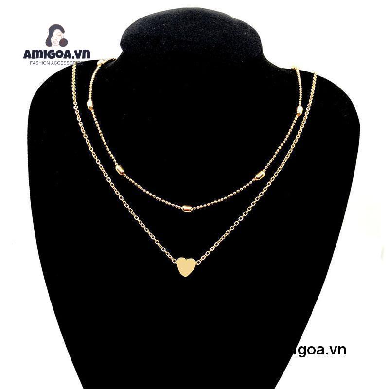 Vòng cổ Nhiều Lớp Mặt Hình Trái Tim Thời Trang Cho Nữ